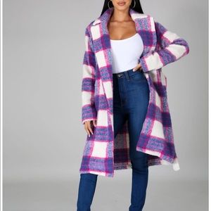Blue & Pink Plaid Coat